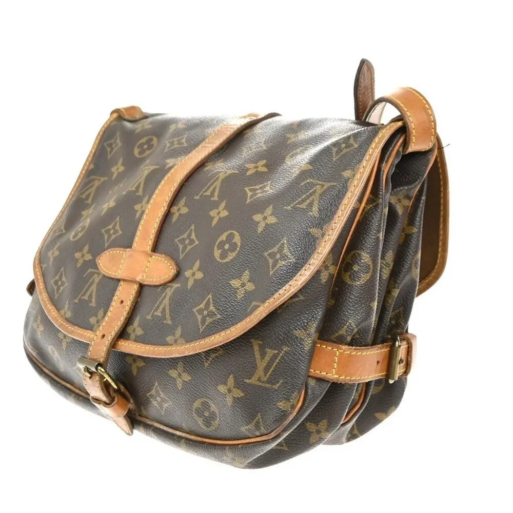 LOUIS VUITTON Logo Saumur 30 Shoulder Bag Monogram Leather Brown - Picture 4 of 16